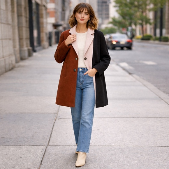 Petite Studio colorblock wool-blend coat - Picture 5 of 5